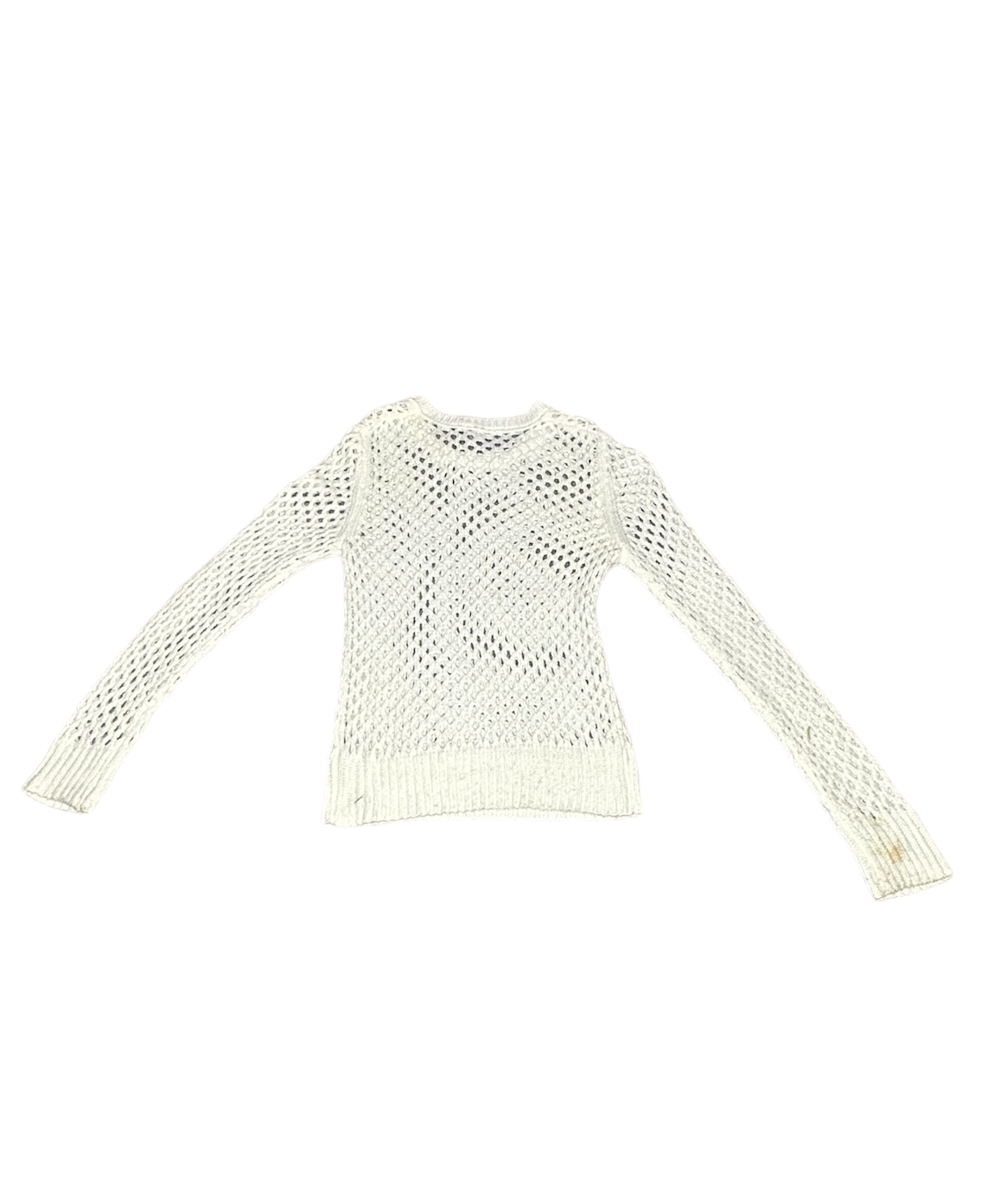 Long Sleeve White Open Weave Knit Sweater