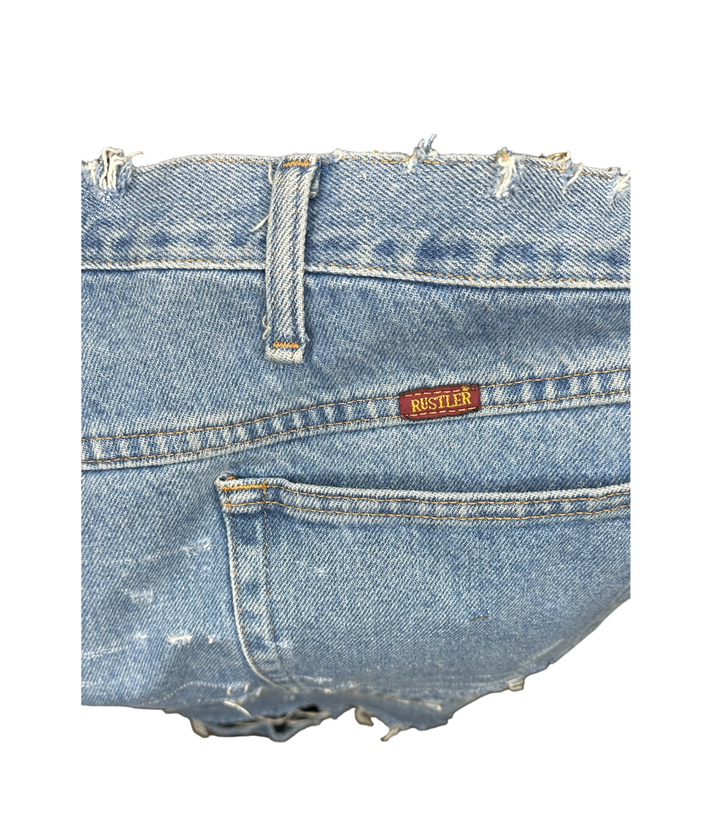 Distressed Rustler Jean Shorts