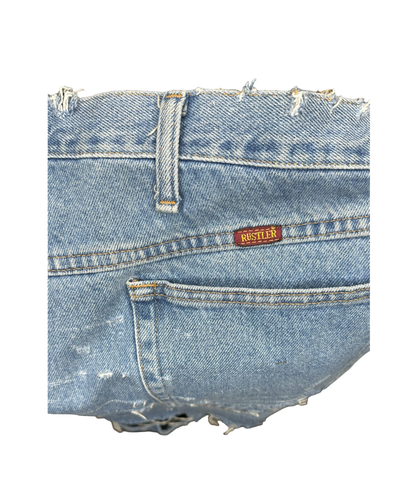 Distressed Rustler Jean Shorts